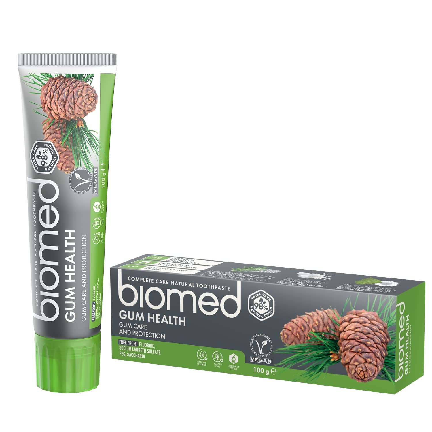 Biomed Gum Health, tube dentifrice, favorise fraîcheur durable et gencives saines.