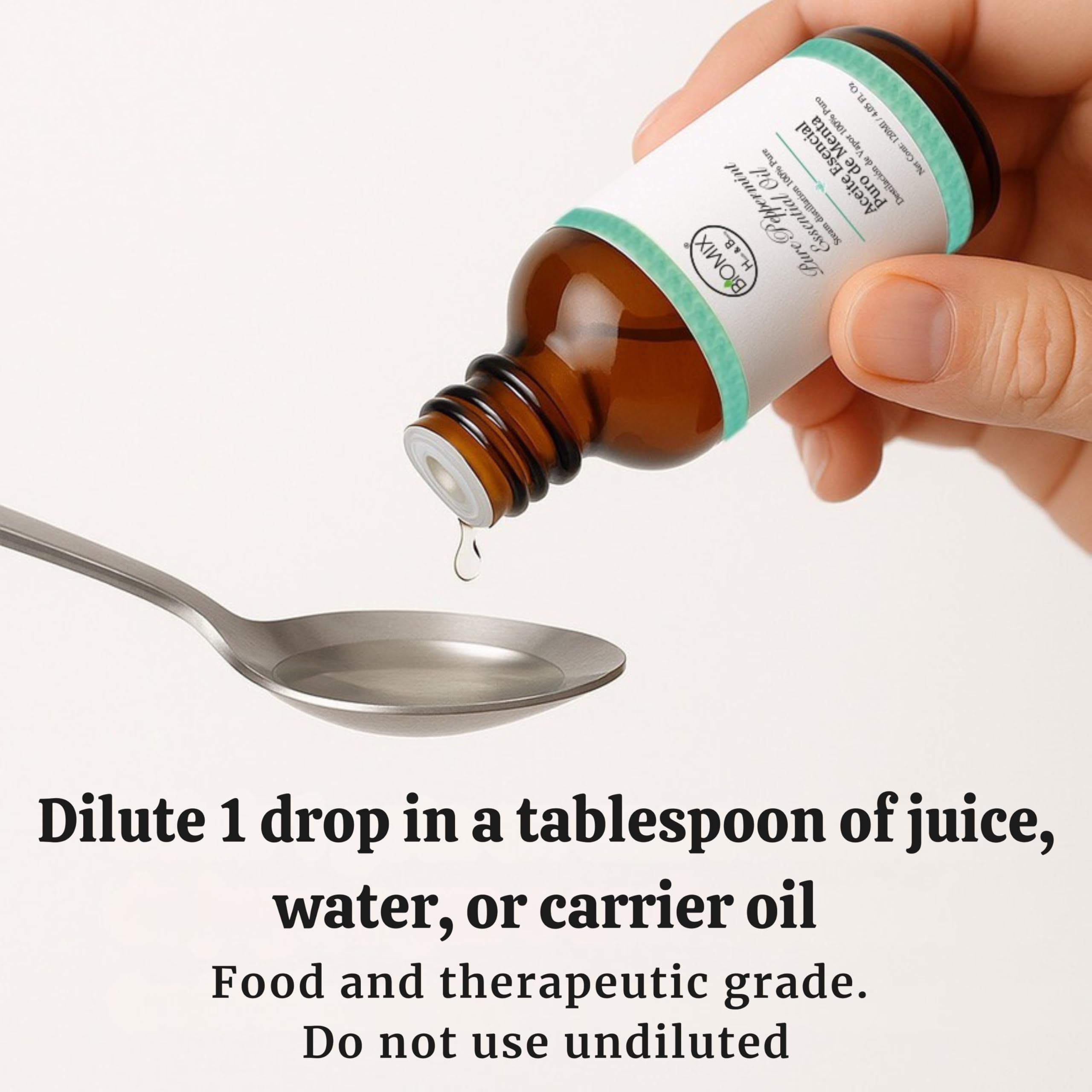 Biomix huile menthe poivrée – gouttes applicatrices pour usage précis.