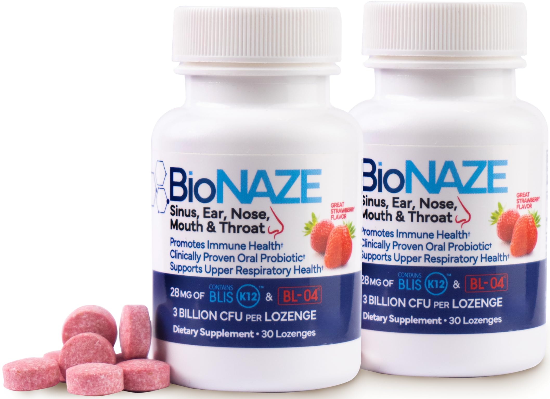 Bionaze Probiotiques Oraux BLIS K12 et BL-04 en bouteille, haleine potentielle plus fraîche.