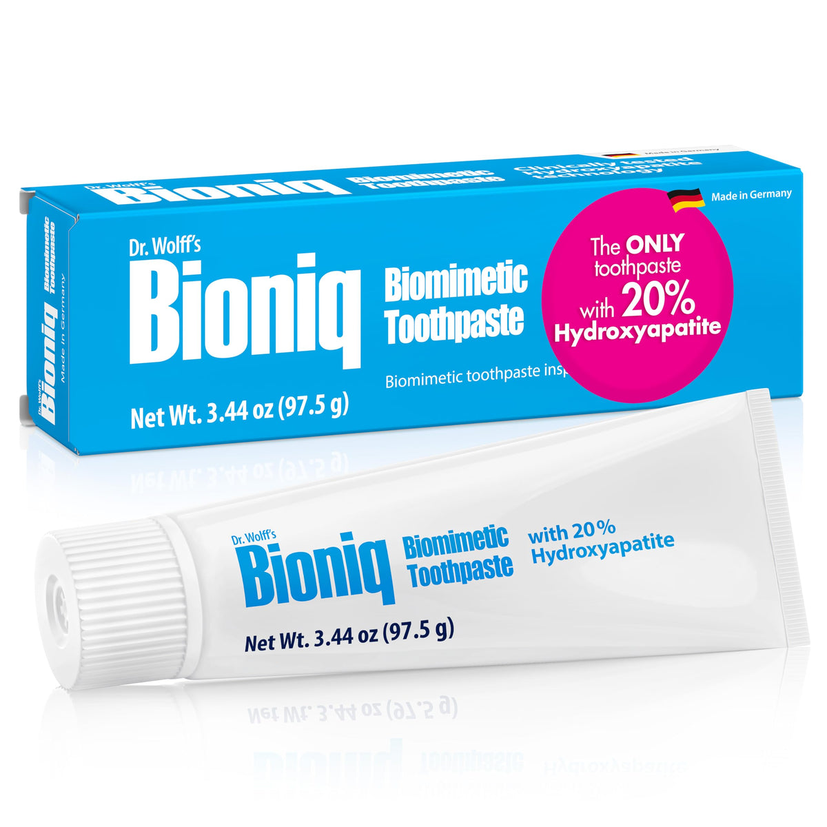 Bioniq Classic dentifrice menthe, tube visible, soin quotidien des dents.
