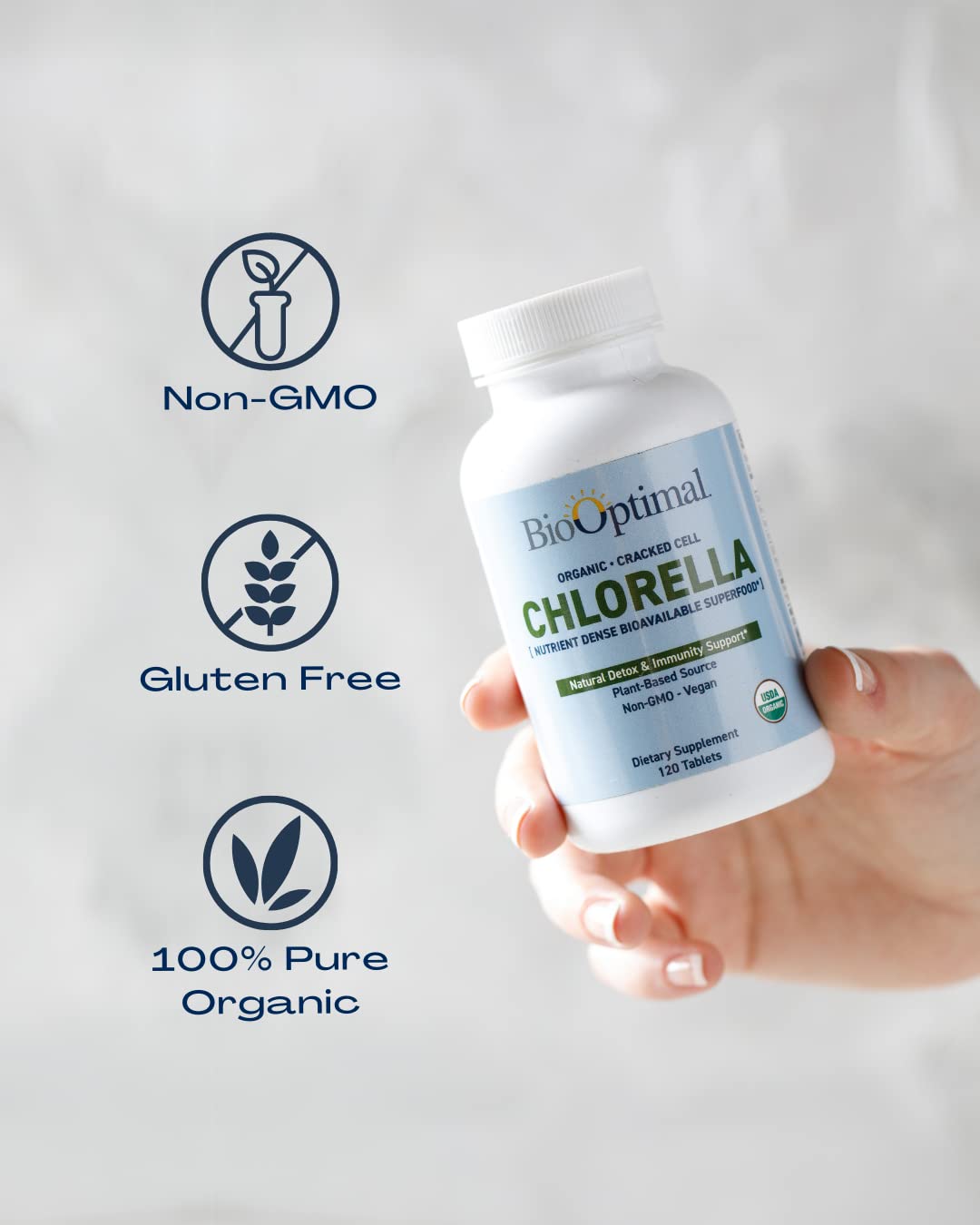 BioOptimal Chlorella : certification biologique sans pesticides