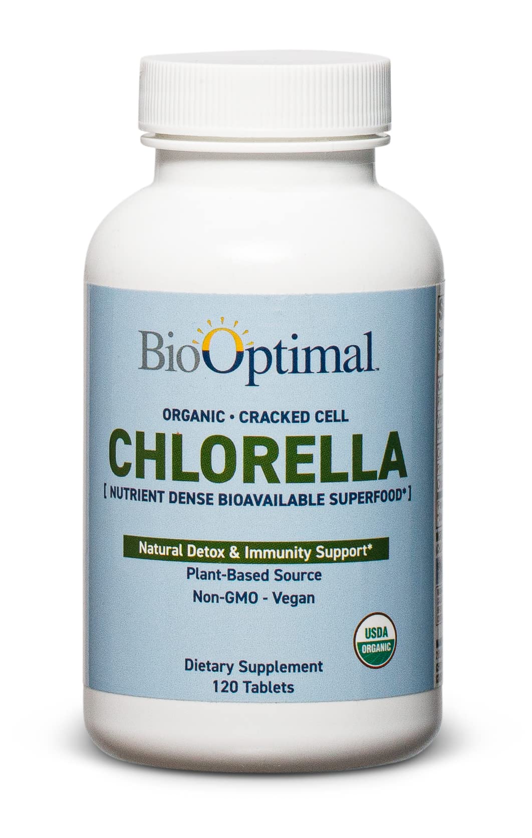 BioOptimal Chlorella : emballage biologique et comprimés faciles à avaler