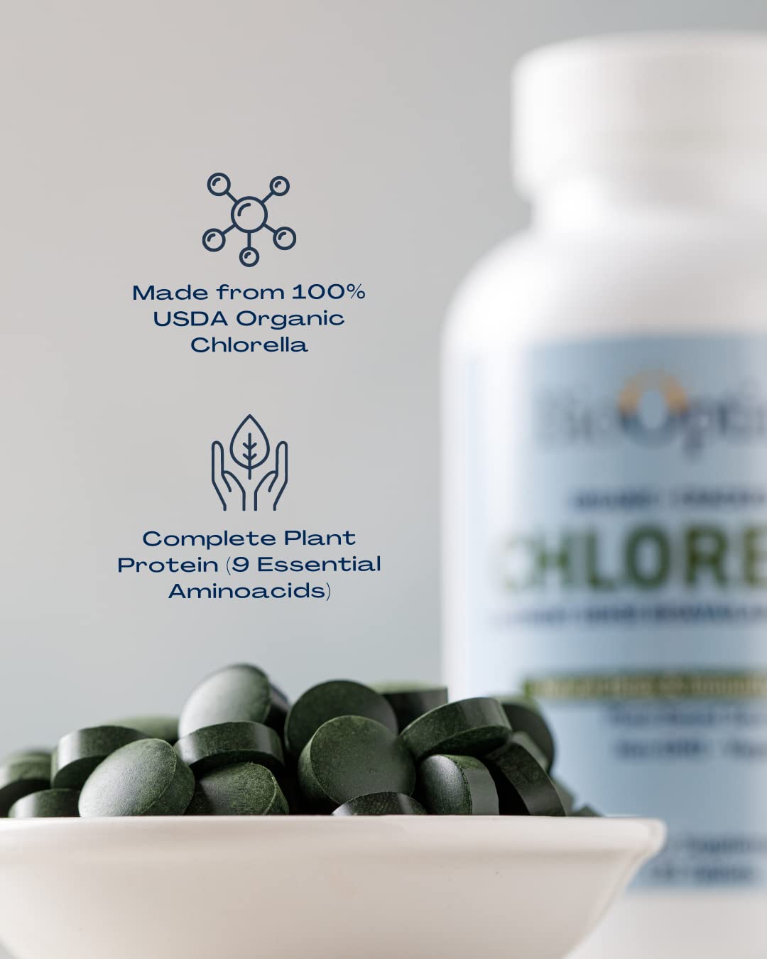 BioOptimal Chlorella : produit vegan compatible avec un mode de vie végétalien