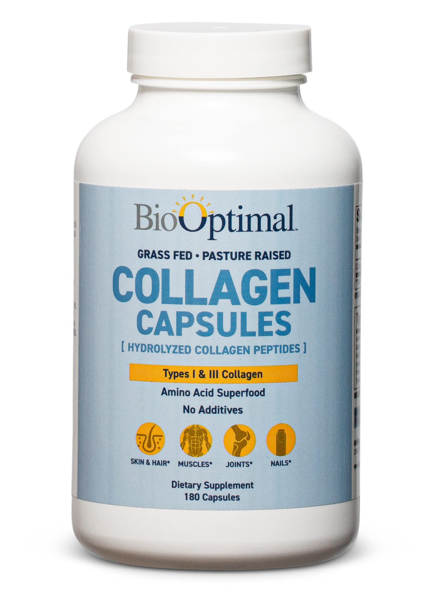 BioOptimal Collagen Peptides Capsules — emballage pratique pour une prise quotidienne
