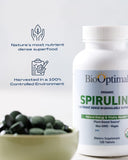 BioOptimal Spiruline: ingrédient unique sans additifs pour simplifier le quotidien.