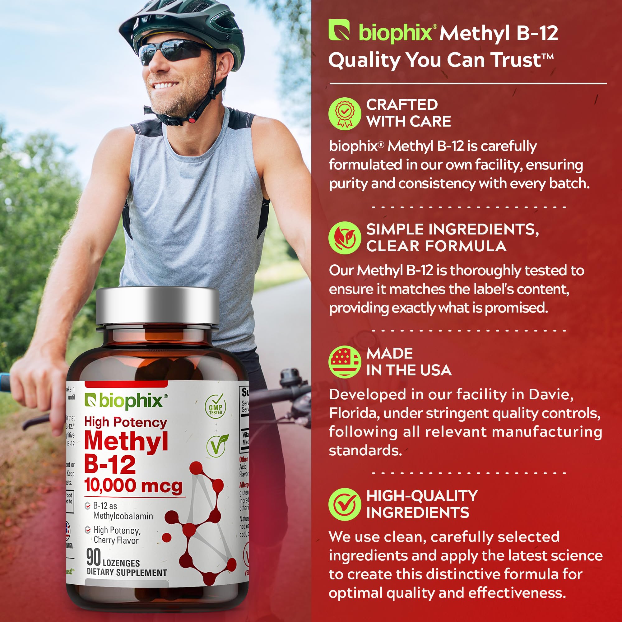 Inscription 10000 UI sur le flacon Biophix Methyl B-12.