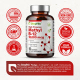 Étiquette Biophix Methyl B-12 affichant qualité et certifications.
