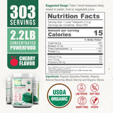 Biophix Spiruline saveur cerise-noire sur étiquette claire, fabriquée aux États-Unis