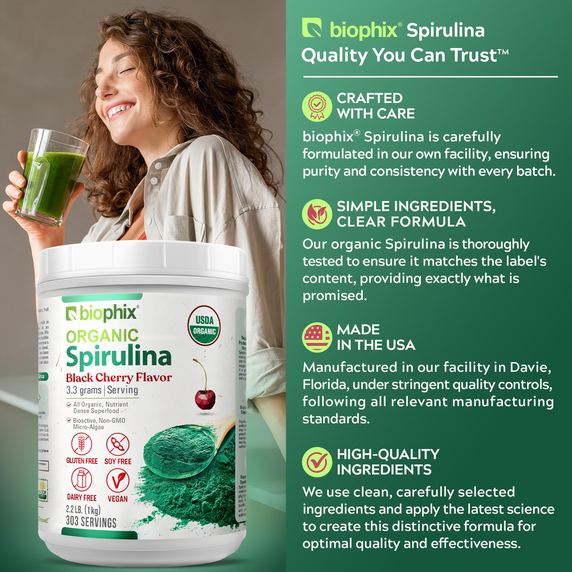 Biophix Spiruline bio saveur cerise-noire emballage familial pratique