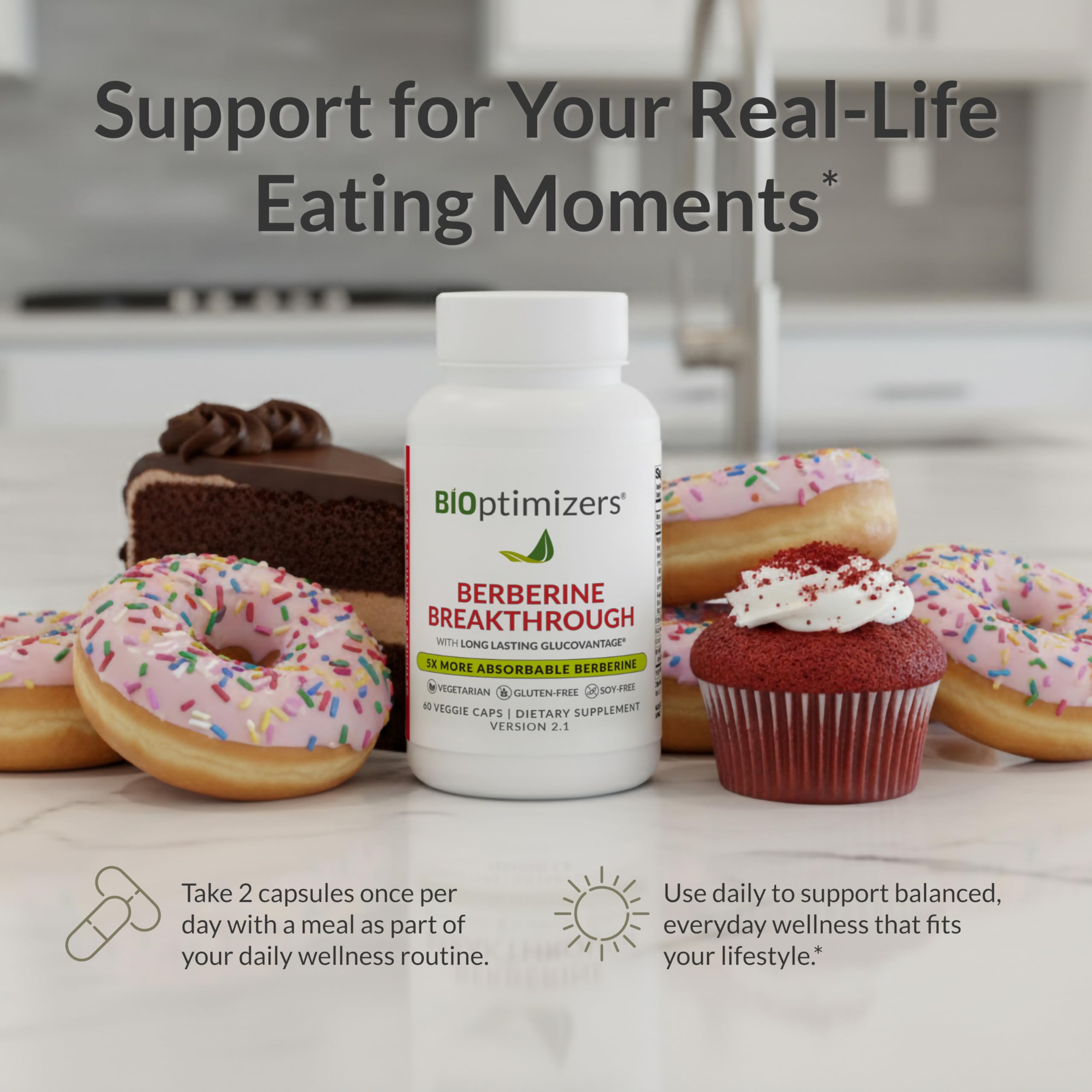 Étiquette BIOptimizers Berberine Breakthrough affichant les ingrédients et les usages recommandés.