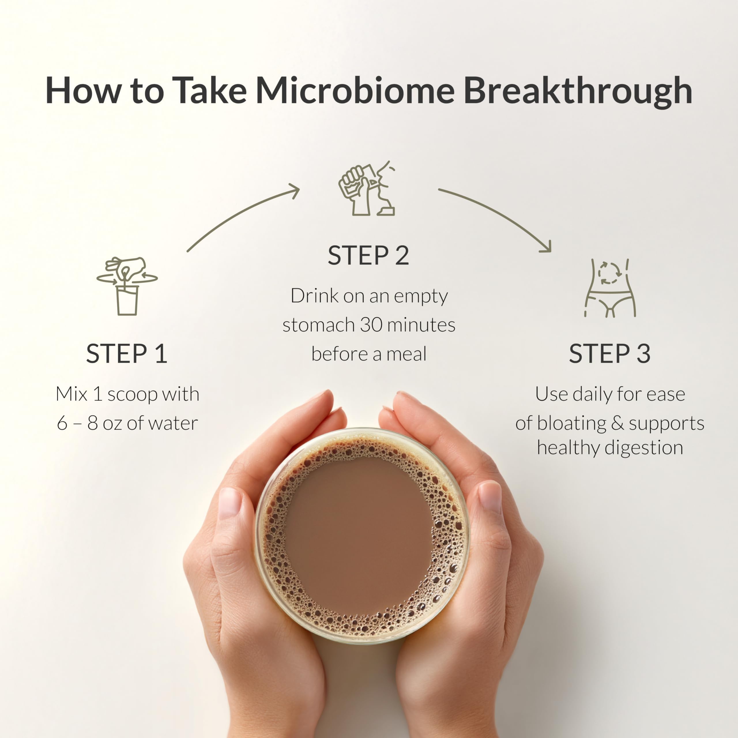 BIOptimizers Microbiome Breakthrough shake dans un verre, expérience gourmande et soutient la flore intestinale.
