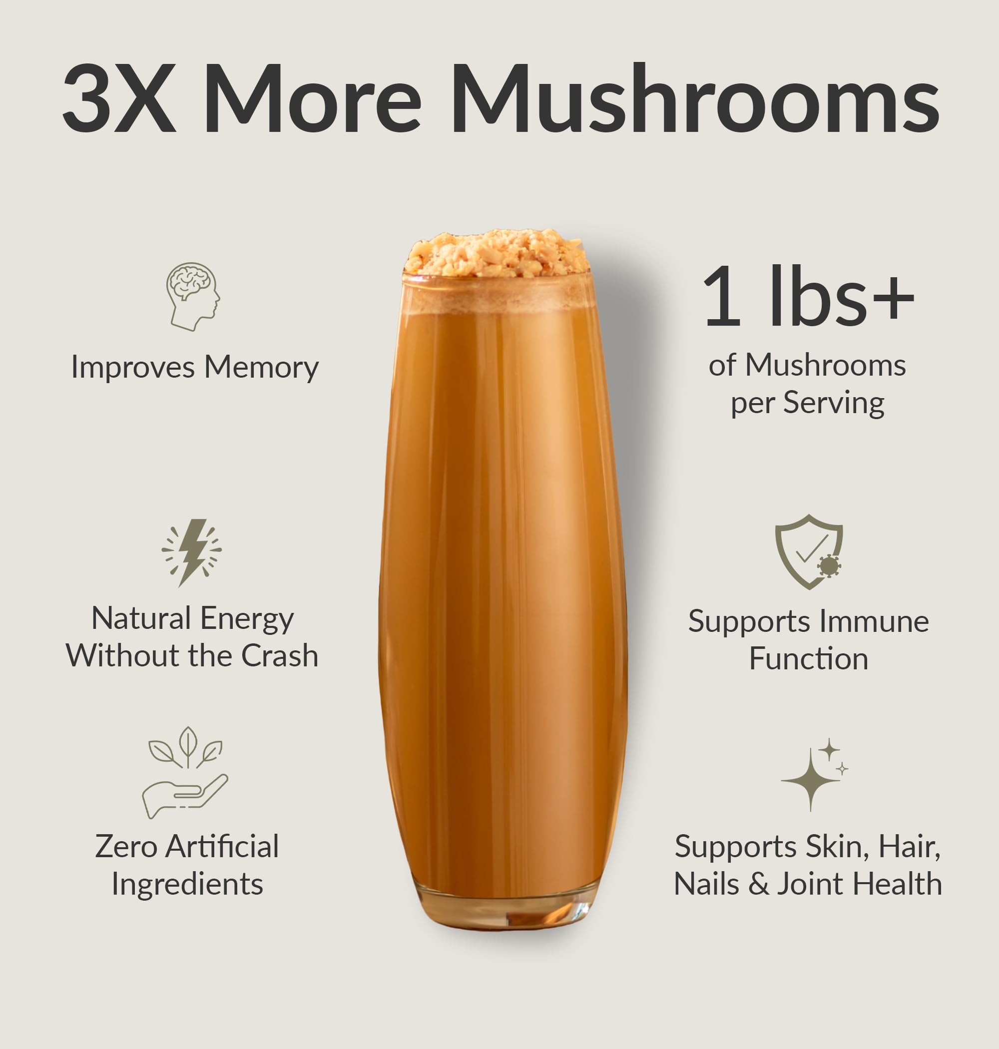 BiOptimizers Mushroom Coffee Alternative scoop inclus pour un mélange rapide et efficace.