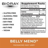 BIORAY Daily Belly Mend – ingrédients médicinaux visibles sur l'étiquette, bien-être naturel.