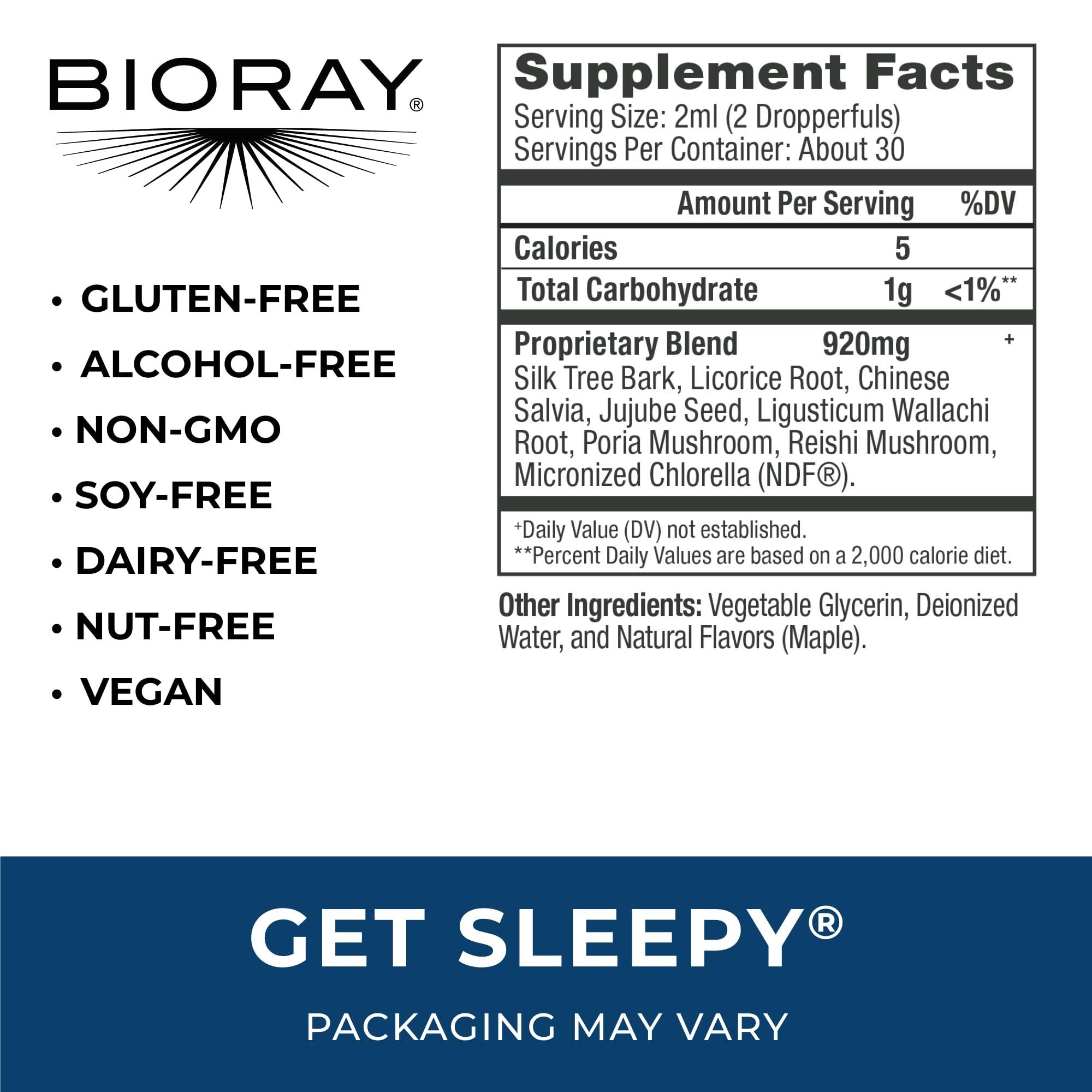 BIORAY Daily Get Sleepy – Gouttes: soutien relaxant pour une nuit paisible.