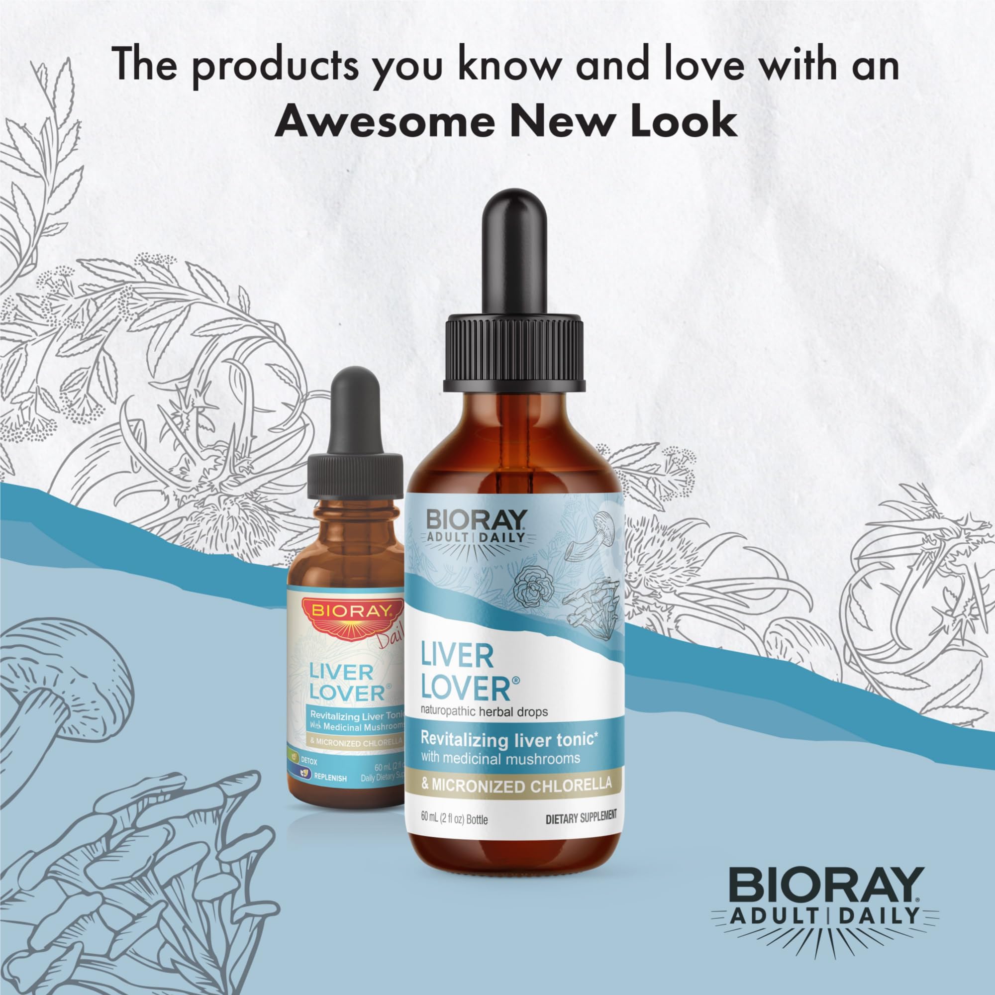 BIORAY Daily Liver Lover flacon sur étagère, rituel quotidien pour énergie et peau lumineuse.