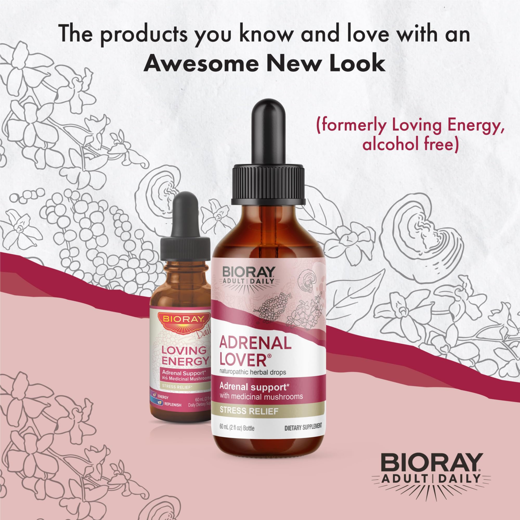 BIORAY Adrenal Lover ingrédients organiques – formulation naturelle pour énergie et clarté.