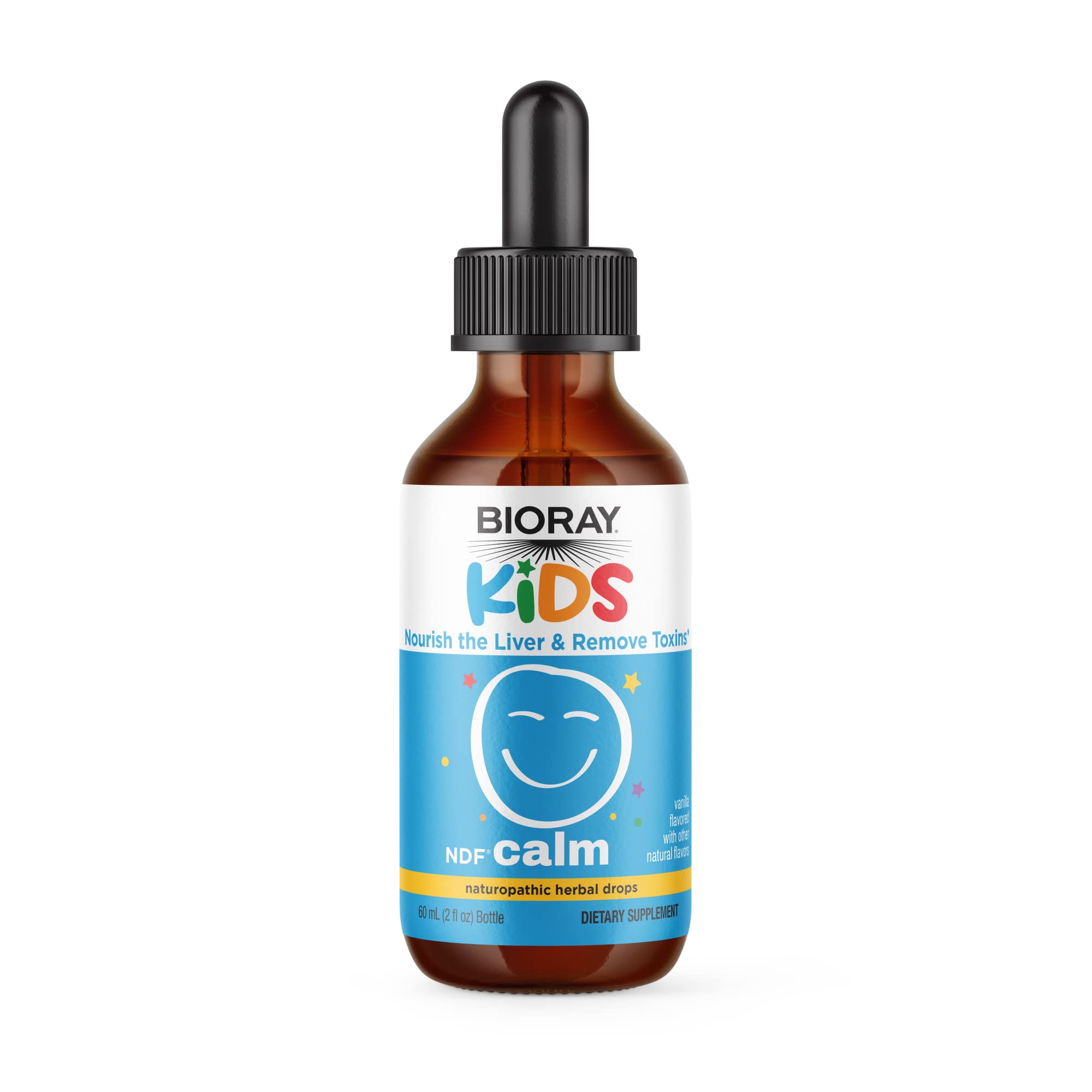 BIORAY Kids NDF Calm – bouteille vanille offrant un soutien potentiel du calme chez l'enfant.