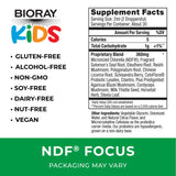 BIORAY Kids NDF Focus Citrus etiquette: énergie stable pour les activités sportives et scolaires.