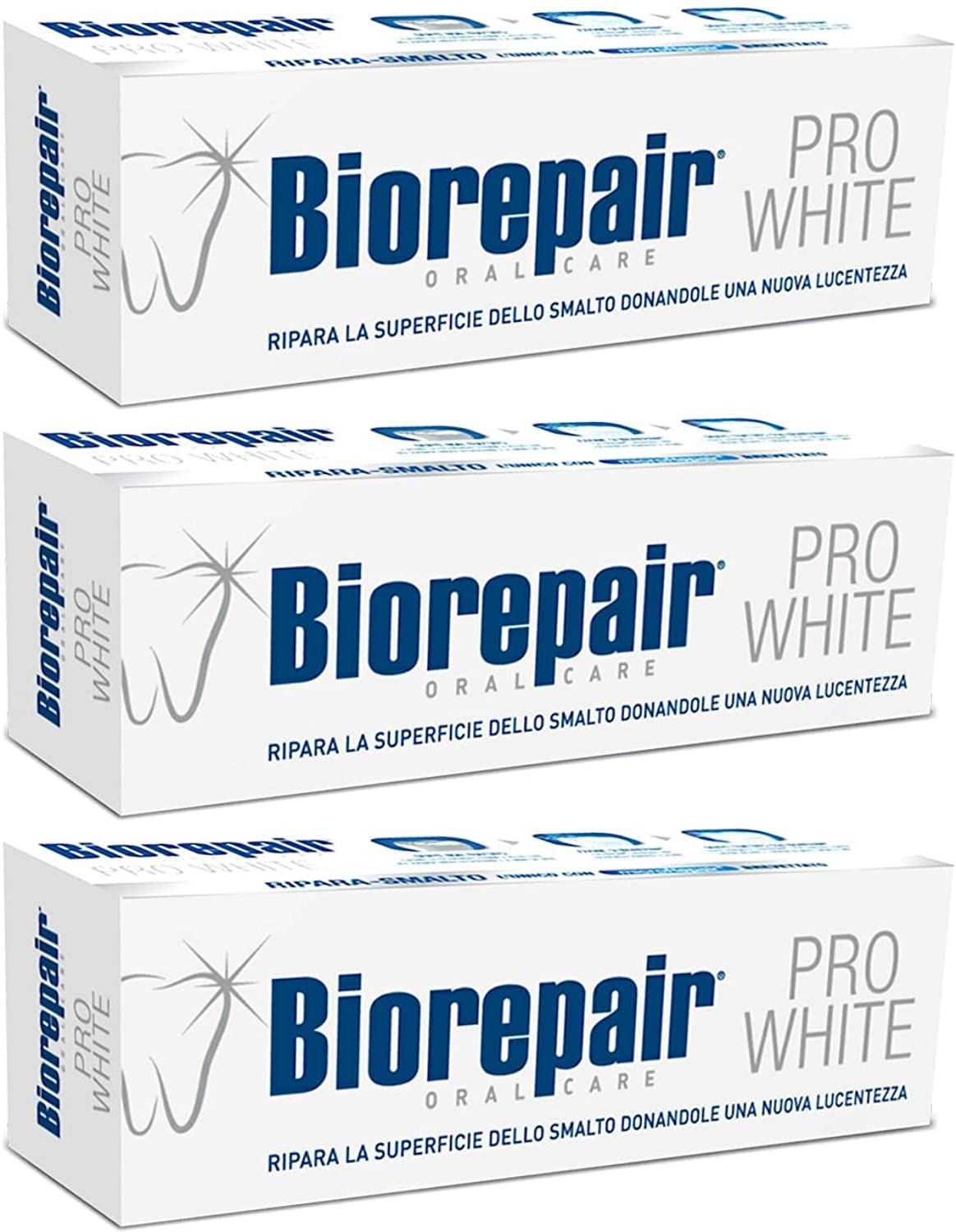Biorepair Pro White avec microRepair, dentifrice: potentiel réparateur de l’émail et haleine fraîche.