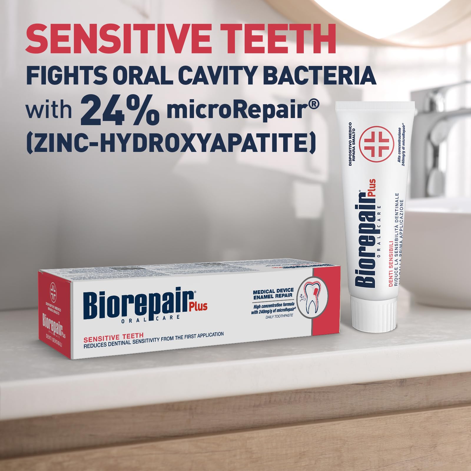 Biorepair Dents sensibles – texture crémeuse enveloppant l'émail pour plus de douceur