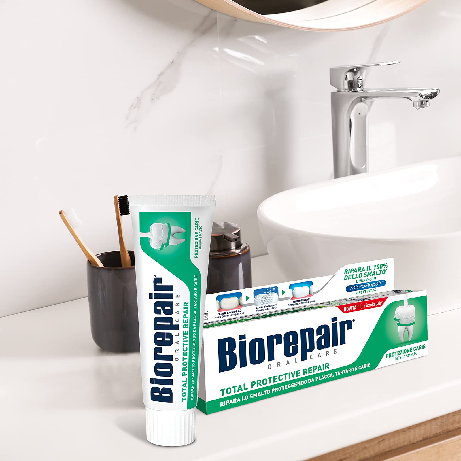 Biorepair emballage italien élégant et packaging soigné.