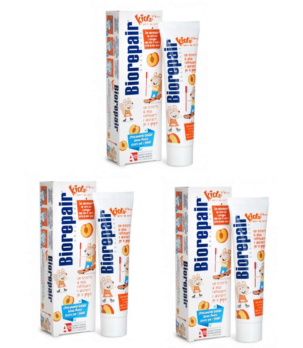 Biorepair Kids dentifrice pêche, 50 ml, bouteille — renforce l'émail des dents