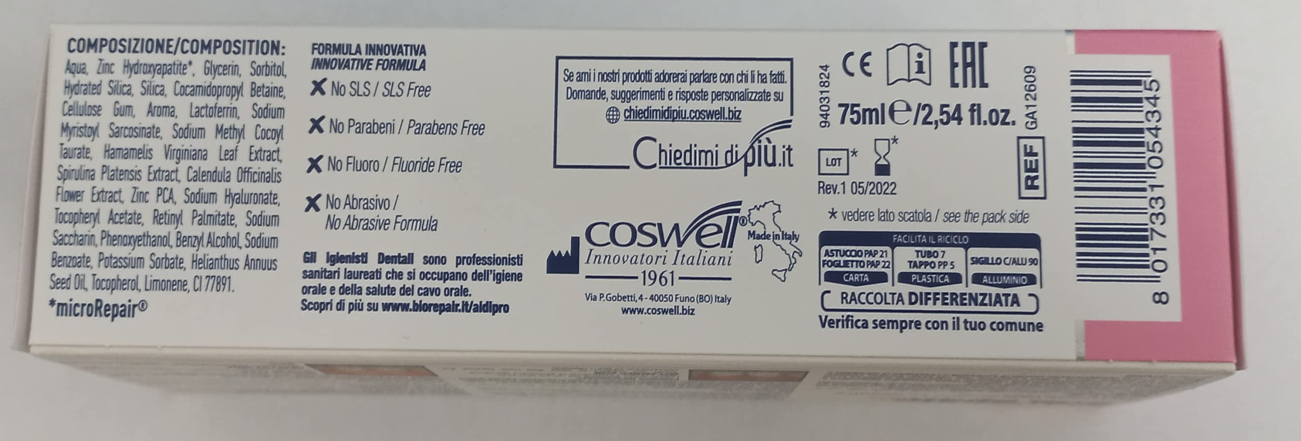 Biorepair Parodontgel sans fluorure, idéal pour enfants.