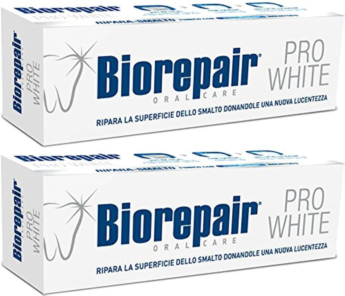 Tube Biorepair Pro White de 75 ml, pack de 2, prêt pour la routine quotidienne.