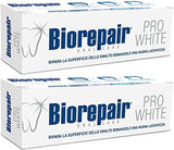 Tube Biorepair Pro White de 75 ml, pack de 2, prêt pour la routine quotidienne.
