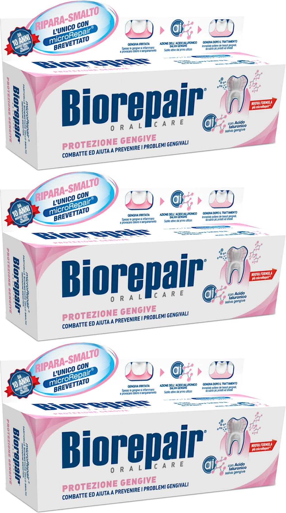 Biorepair Protection des gencives, pâte dentifrice sans fluorure, soutient les gencives sensibles