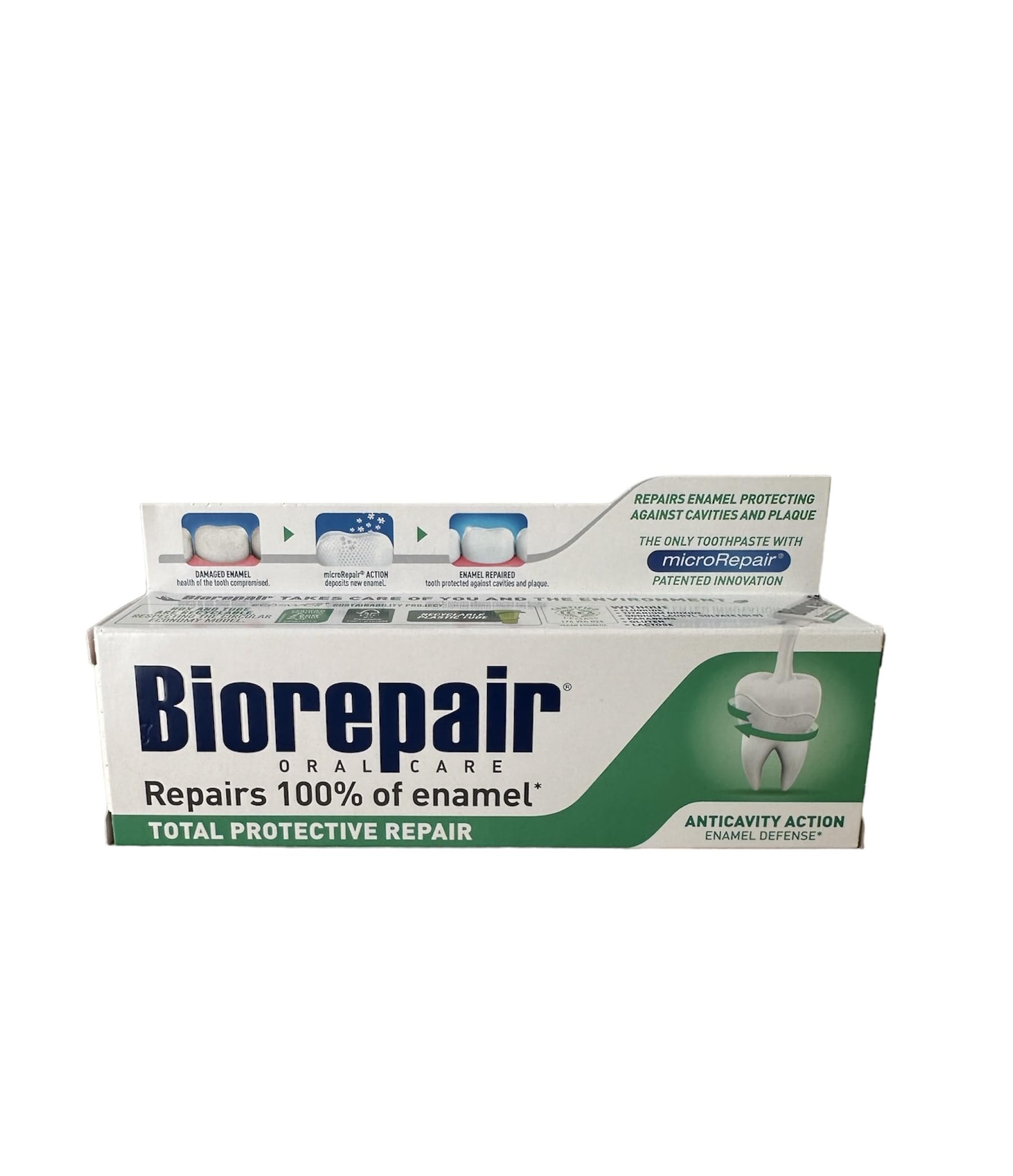 Biorepair dentifrice 75 ml, emballage italien, aide à réparer l’émail.