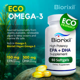 Biorixil bouteille omega-3 vegan, source durable pour le quotidien