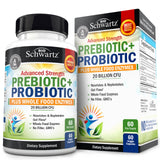 BioSchwartz, bouteille prébiotiques-probiotiques 60 capsules, soutien potentiel à la digestion.