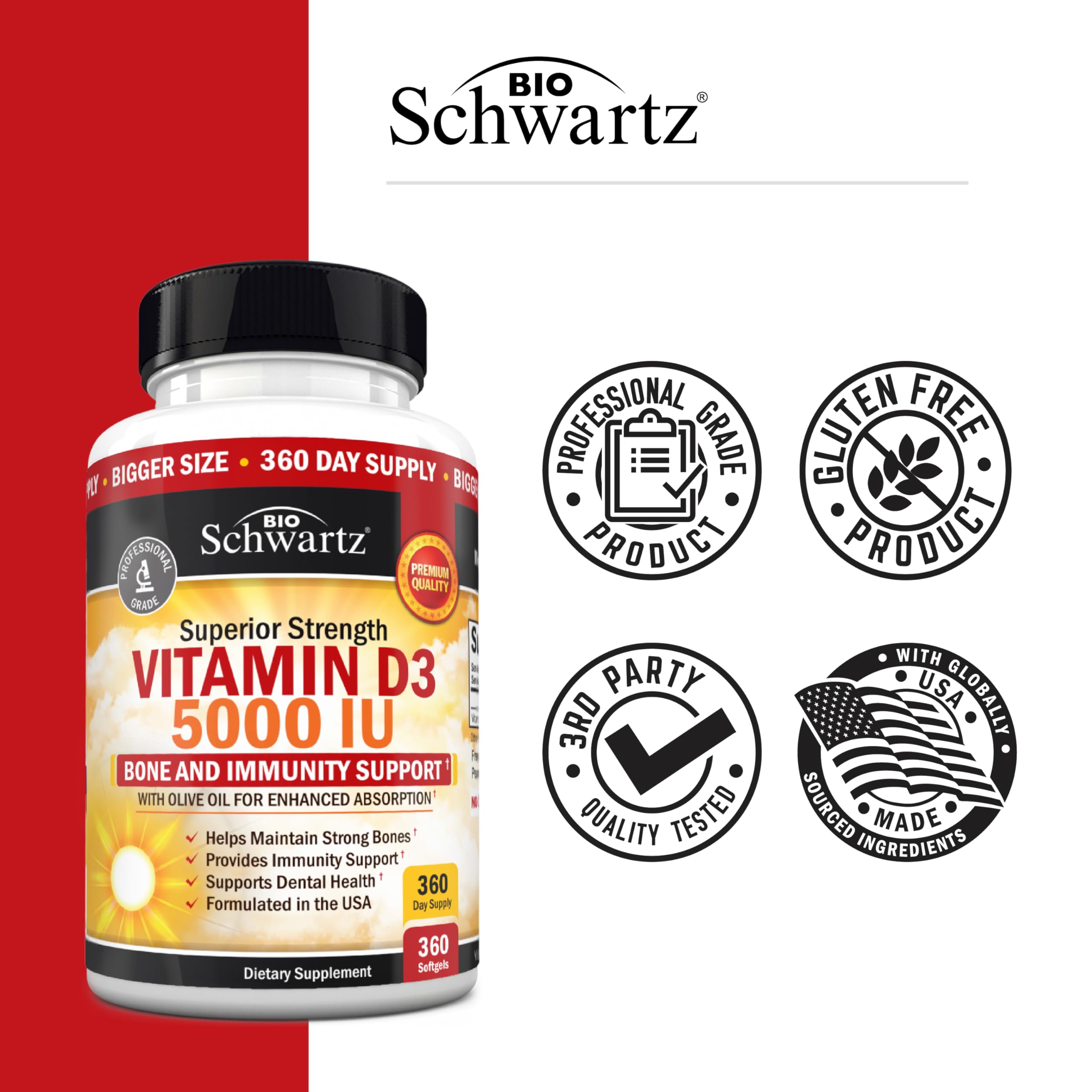 Formulation professionnelle BioSchwartz D3 conforme GMP USA