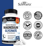 BioSchwartz Magnésium Glycinate – formule végane sans gluten, adaptée aux régimes.