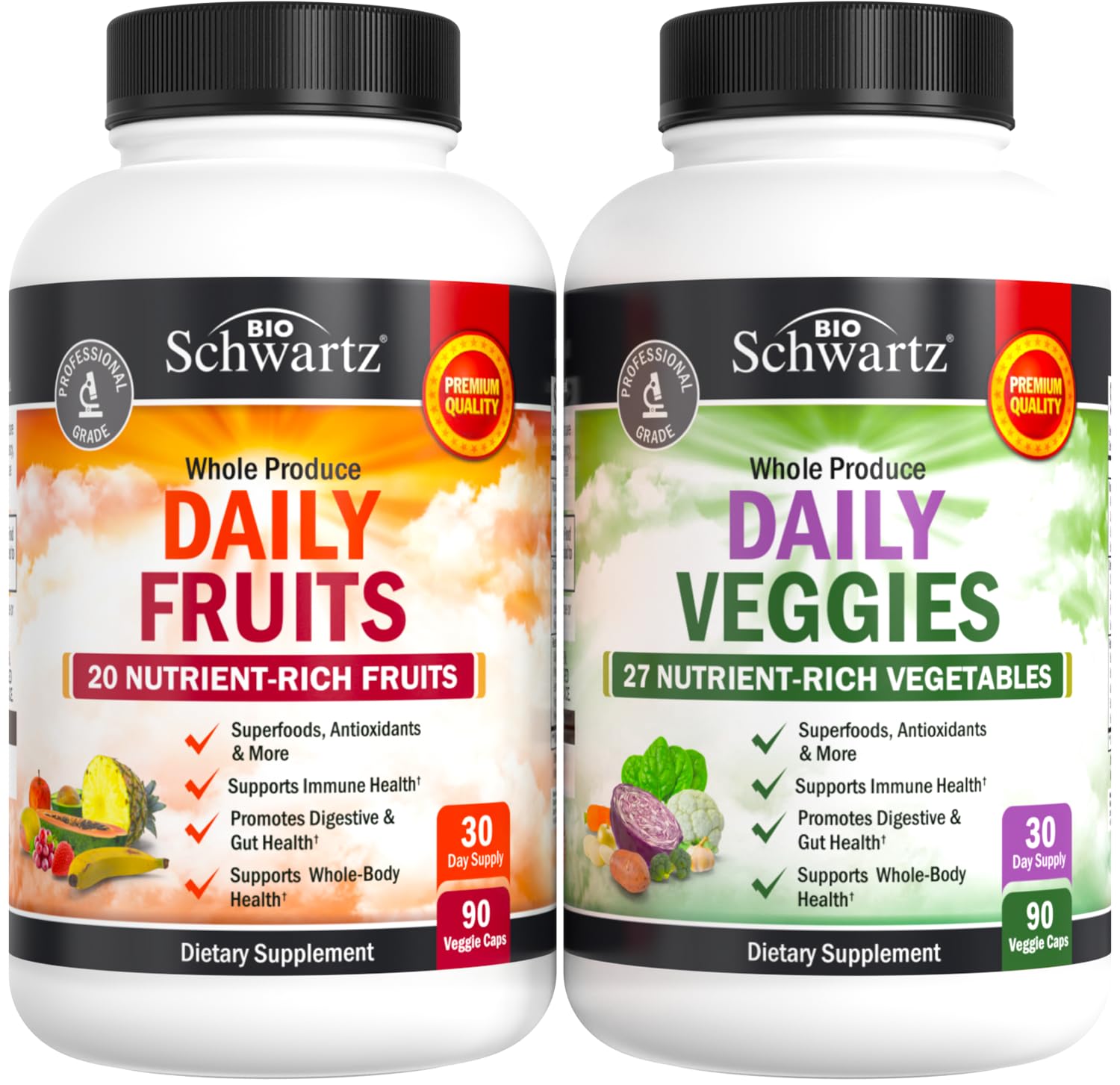 BioSchwartz fruits et légumes quotidiens dans une bouteille, énergie naturelle potentielle.