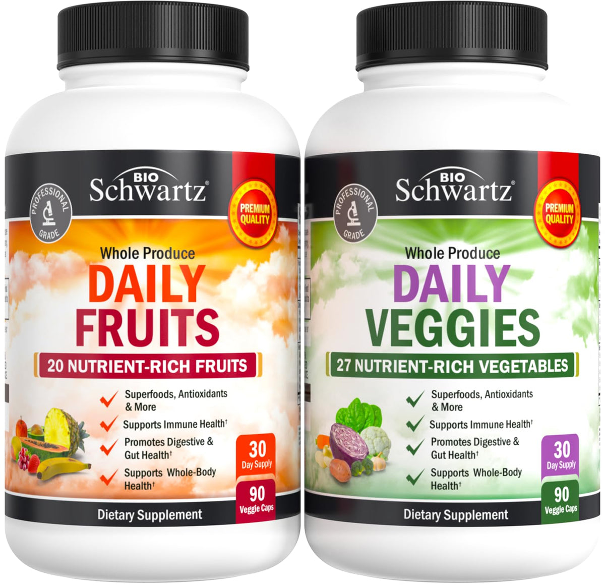 BioSchwartz fruits et légumes quotidiens dans une bouteille, énergie naturelle potentielle.