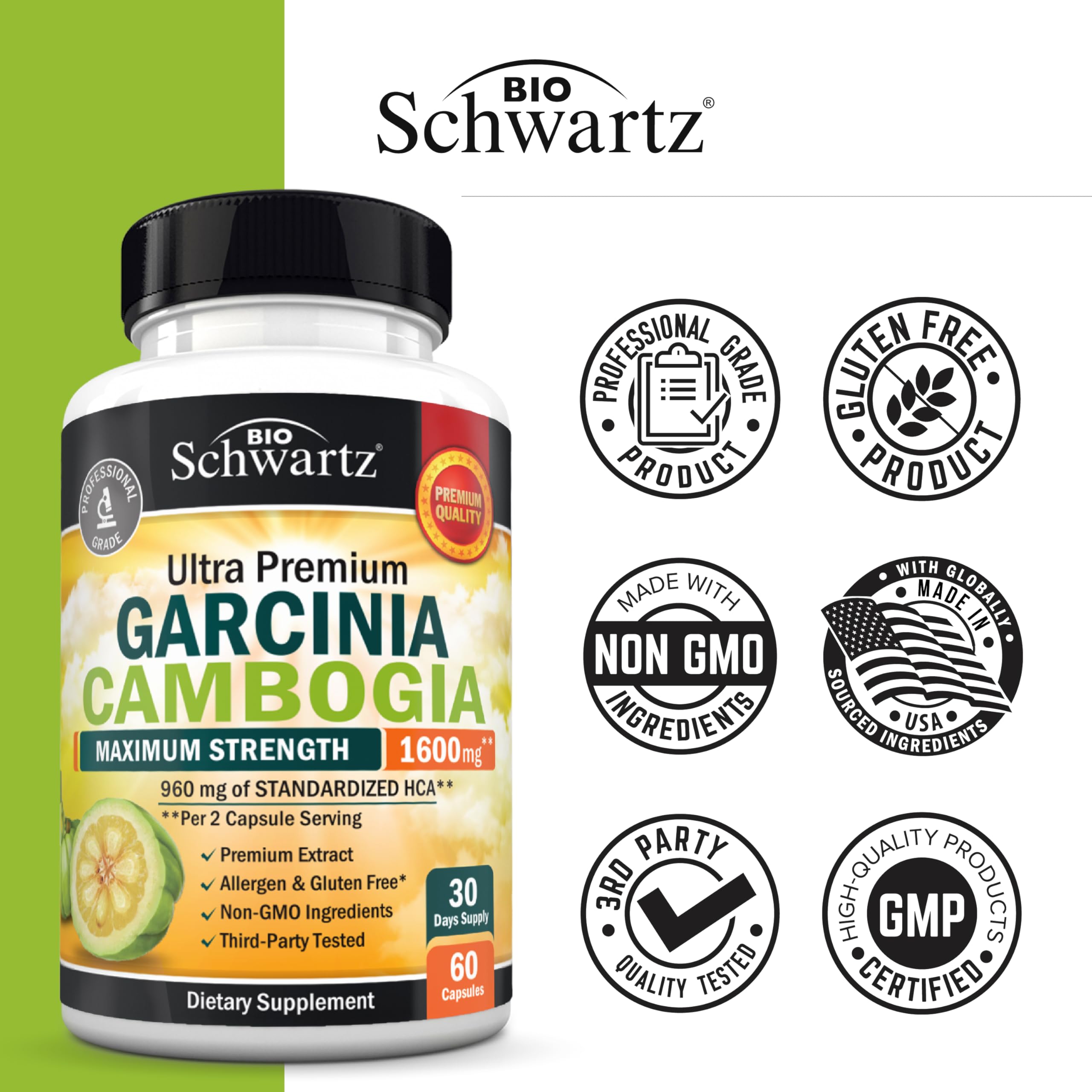 BioSchwartz Garcinia Cambogia – sans additifs artificiels et sans OGM visibles.