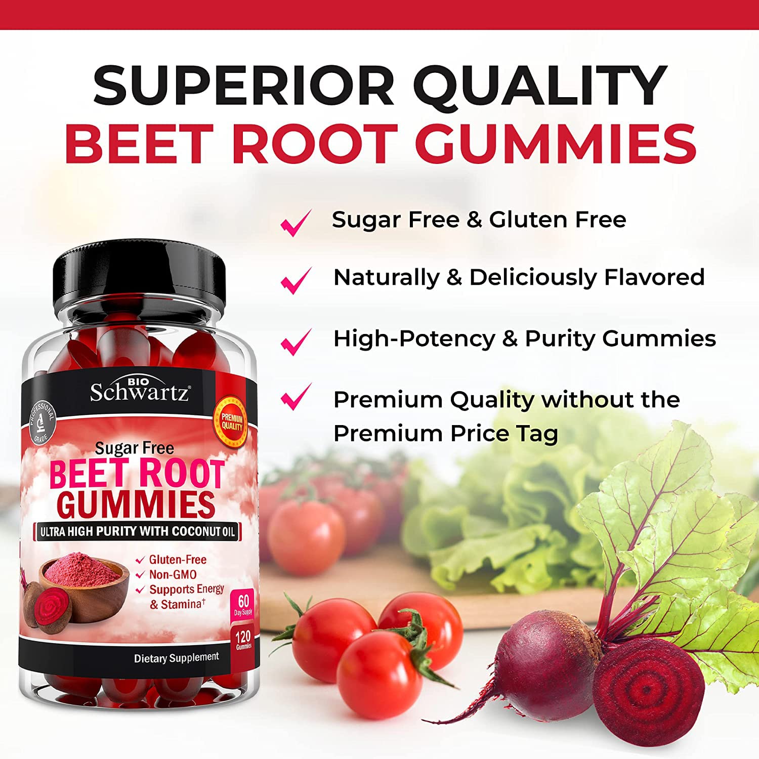 BioSchwartz gommes sans sucre saveur fraise pour plaisir sain.