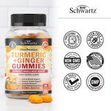 BioSchwartz gommes curcuma-gingembre, visuel montrant les racines et la couleur chaleureuse.