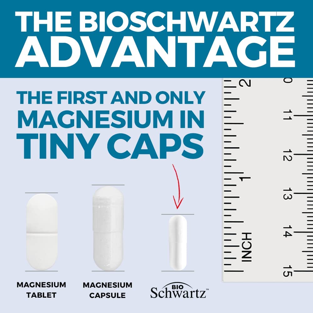 BioSchwartz Magnésium Bisglycinate, 360 capsules pour une utilisation pratique.