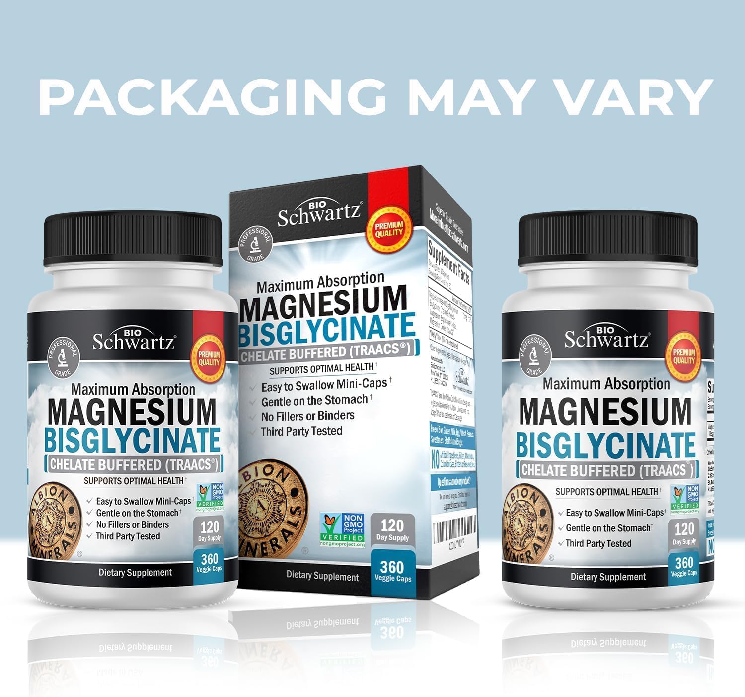 BioSchwartz Magnésium Bisglycinate, absorption élevée grâce à Albion TRAACS.