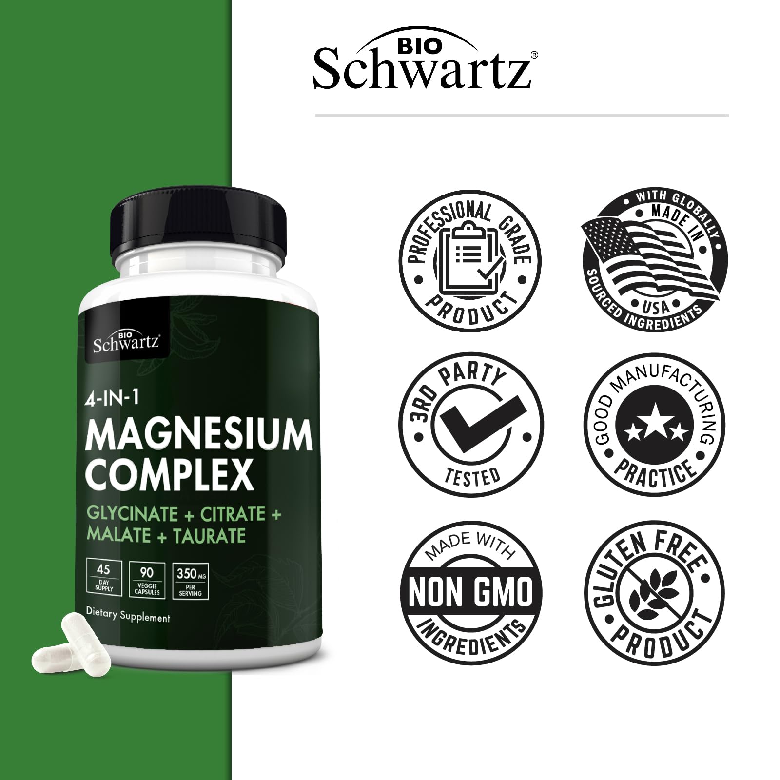 BioSchwartz Magnésium Complex – produit fabriqué aux États‑Unis et traçable.