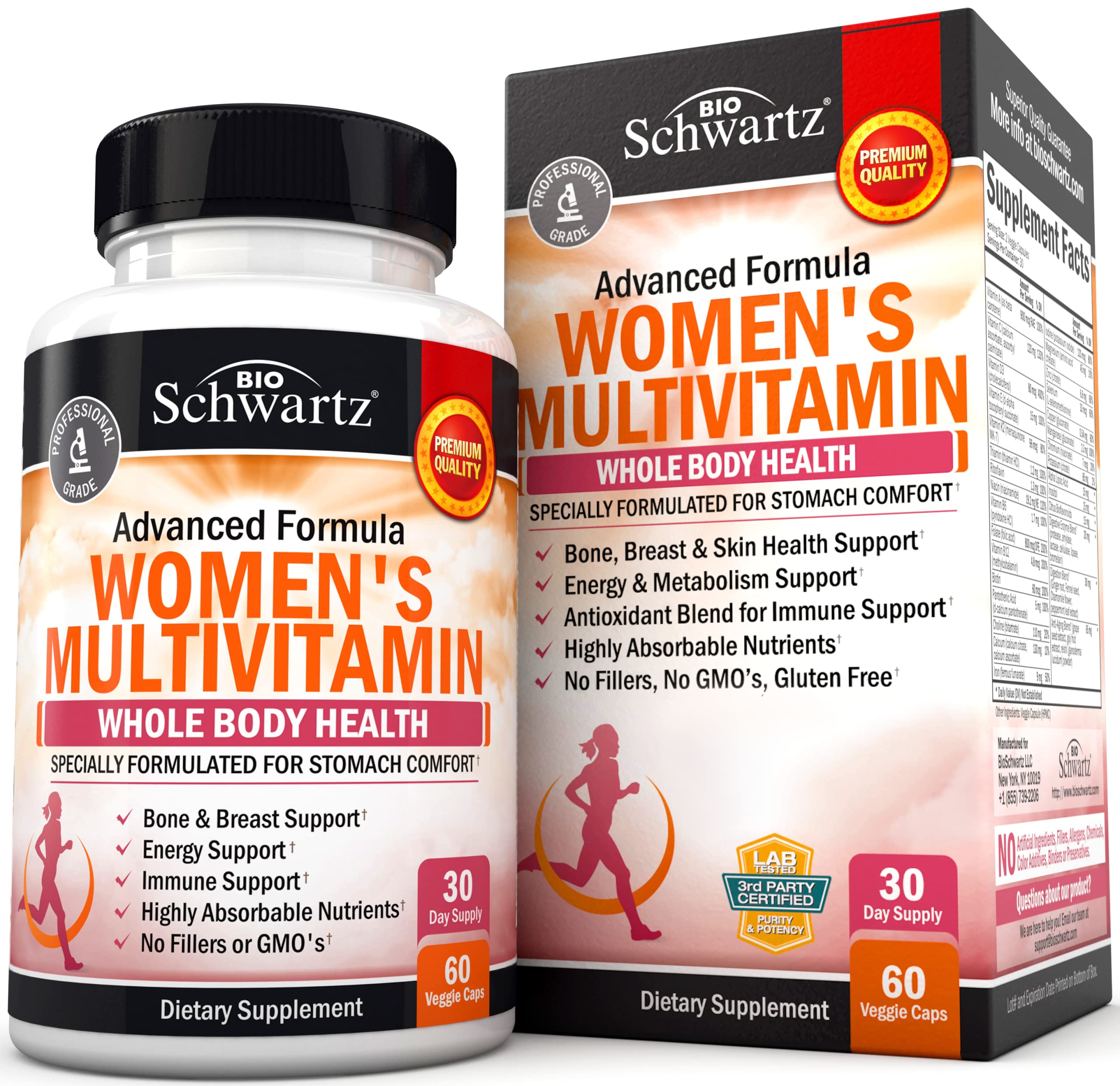 BioSchwartz Multivitamine Femmes – bouteille-immunité: soutien potentiel du système immunitaire.