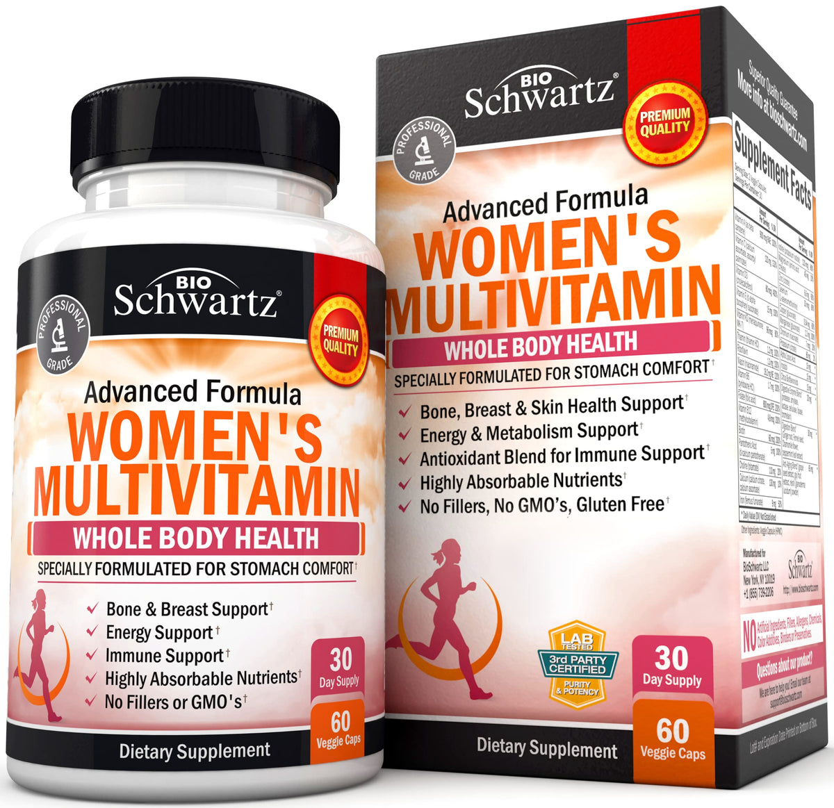 BioSchwartz Multivitamine Femmes – bouteille-immunité: soutien potentiel du système immunitaire.