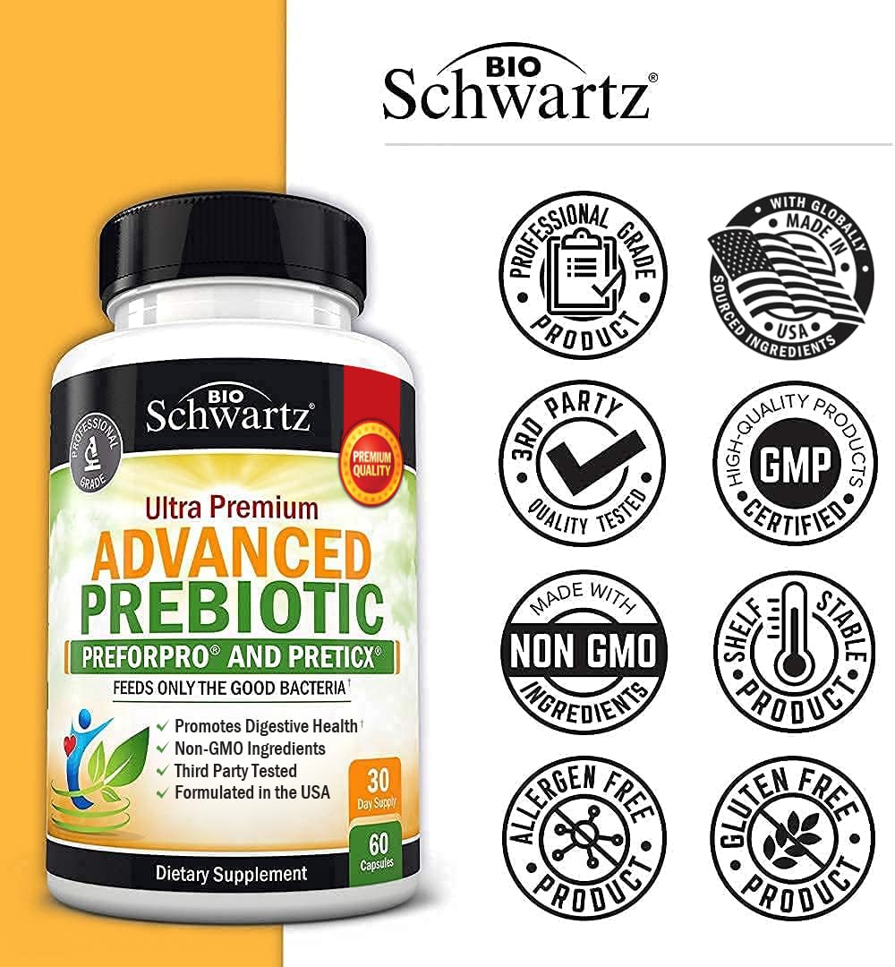 BioSchwartz Prébiotiques: boîte et capsules visant à réduire les ballonnements.