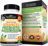 BioSchwartz Prébiotiques: bouteille et capsules pour une flore intestinale renforcée.
