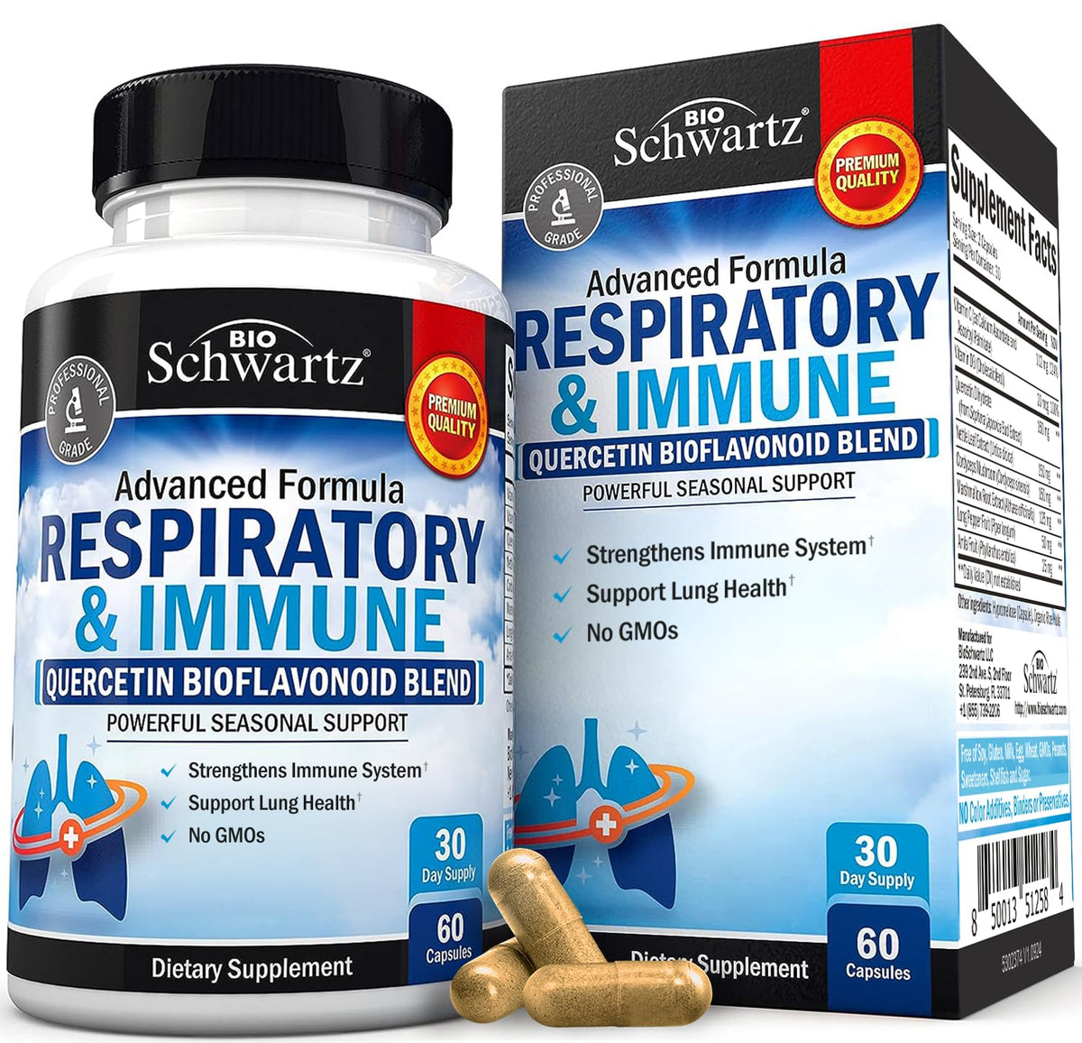 BioSchwartz Respiratoire: capsule soutient les voies respiratoires et facilite une respiration claire.