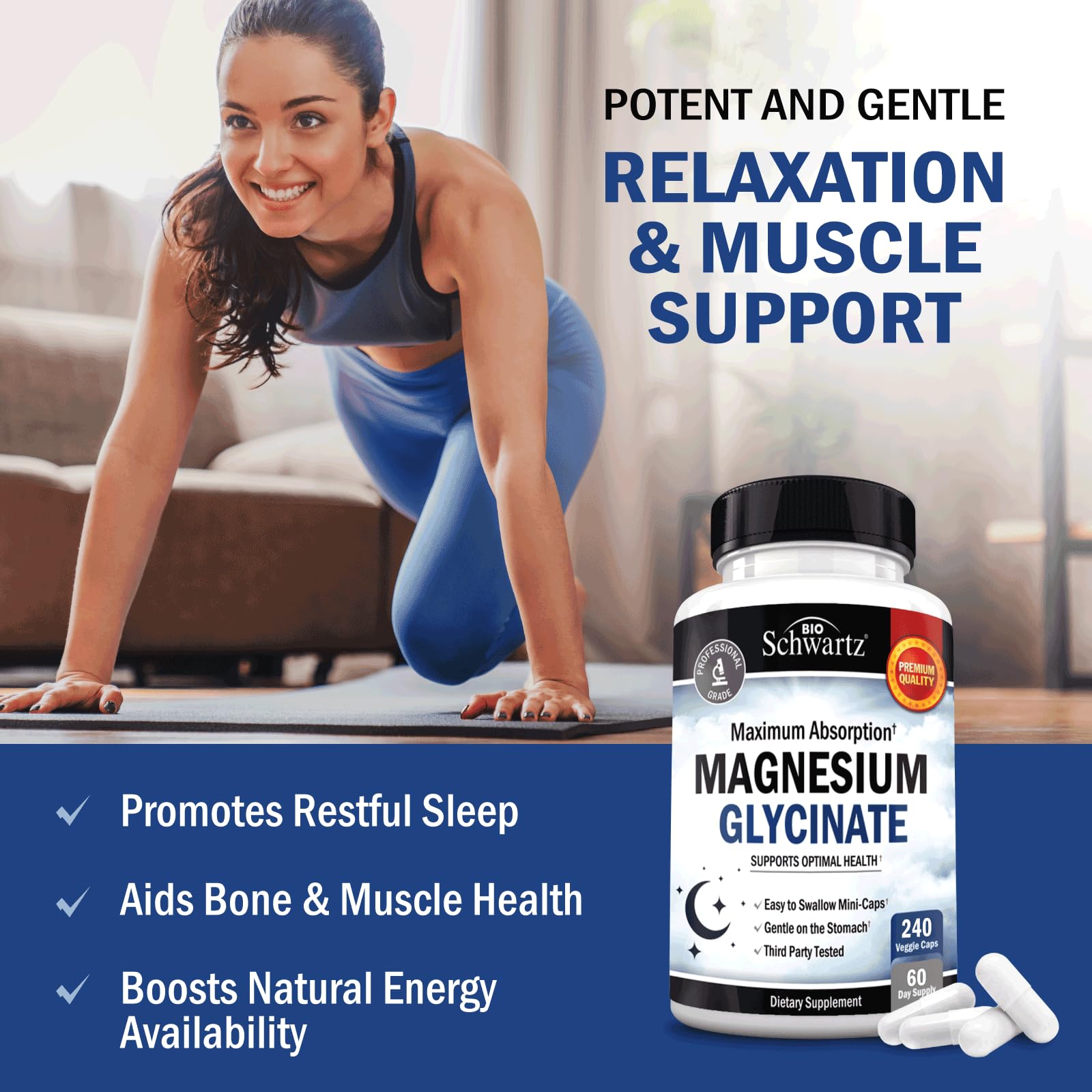 BioSchwartz Magnésium Glycinate – soutien du sommeil et du calme nocturne.