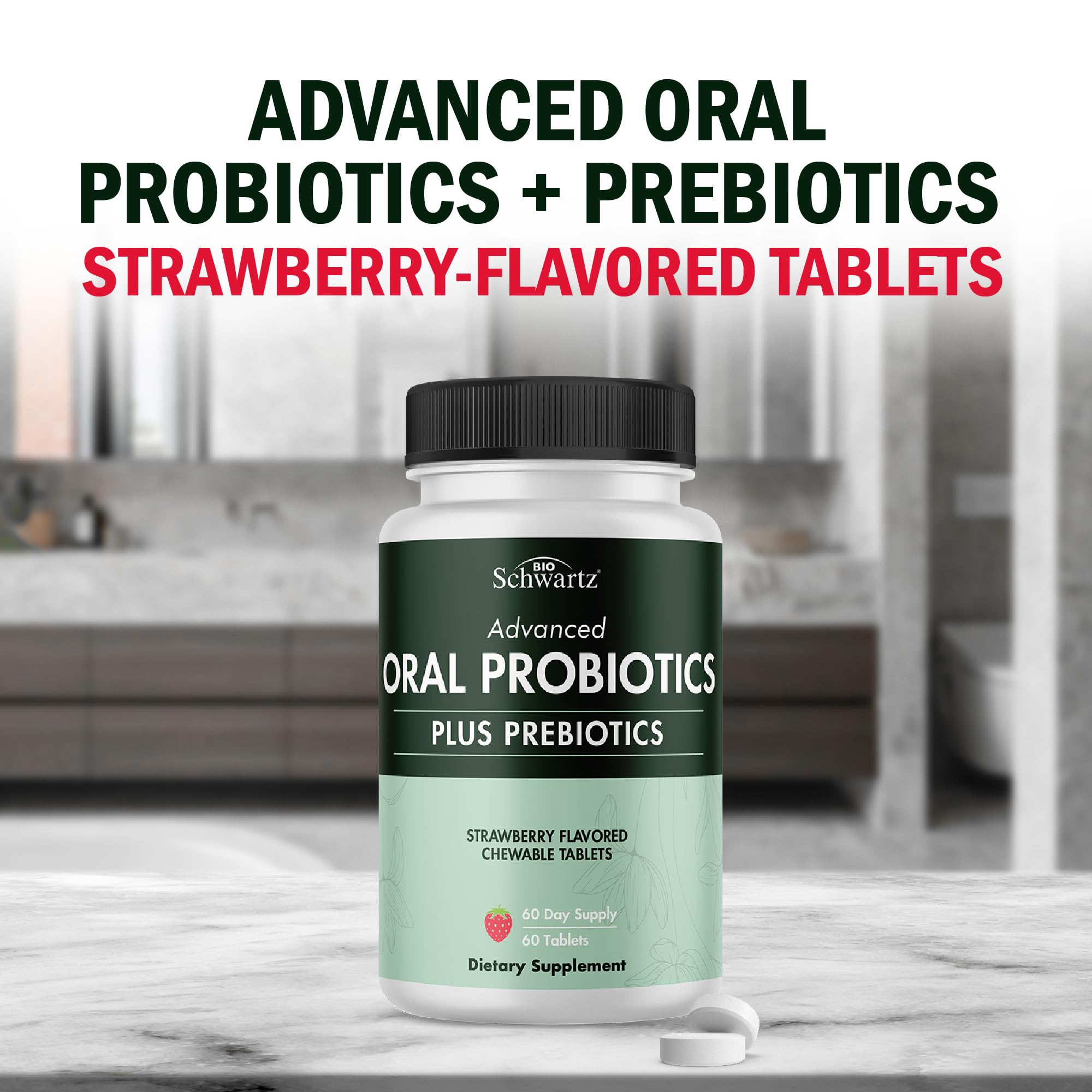 BioSchwartz Tablettes dentaires Fraise – usage quotidien pour gencives et dents.